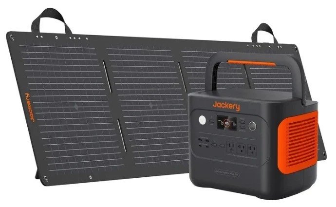 Portable 2000W AC Backup Power Unit with Mini 100W Solar Panel